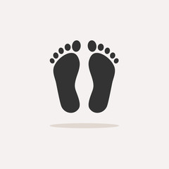 Fototapeta na wymiar Human organ. Feet icon with shadow on beige background