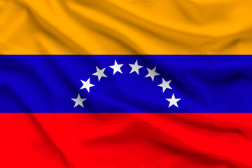 silk national flag of Venezuela with folds
