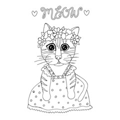 Cartoon cat for coloring book or pages
