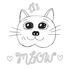 Cartoon cat for coloring book or pages