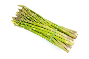Fresh green asparagus on white background. Food ingredients. Health food