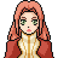 Obraz premium vector pixel art anime girl