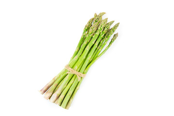 Fresh green asparagus on white background. Food ingredients. Health food
