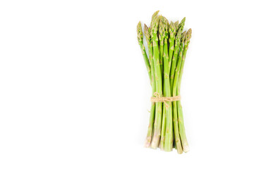 Fresh green asparagus on white background. Food ingredients. Health food
