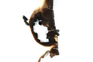 paper burned on white