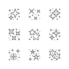 Obraz premium Set line icons of sparkling and twinkling