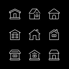 Set line outline icons of house