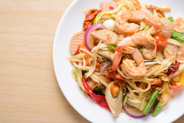 Spicy papaya salad with shrimp, Thai food