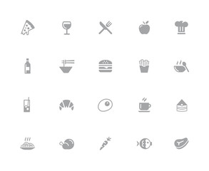 Food Icons - Set 1 of 2 // 32 pixels Icons White Series - Vector icons designed to work in a 32 pixel grid.