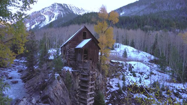 Historic wooden powerhouse called the Crystal Mill in Colorado