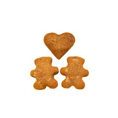 homemade cookies. concept of a loving couple with heart isolated on while background
