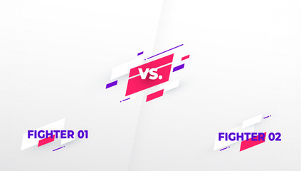 Versus screen. Vs battle headline, conflict duel teams. Video game screen. Confrontation fight competition. Boxing martial arts mma football basketball soccer fighter match vector background template