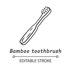 Bamboo toothbrush linear icon