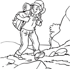 Mountaineering sport cartoon