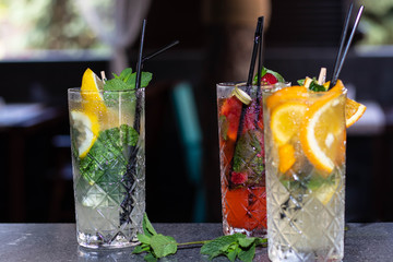 cocktail with ice and mint