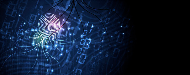 Abstract fingerprint technology business background. Circuit security style