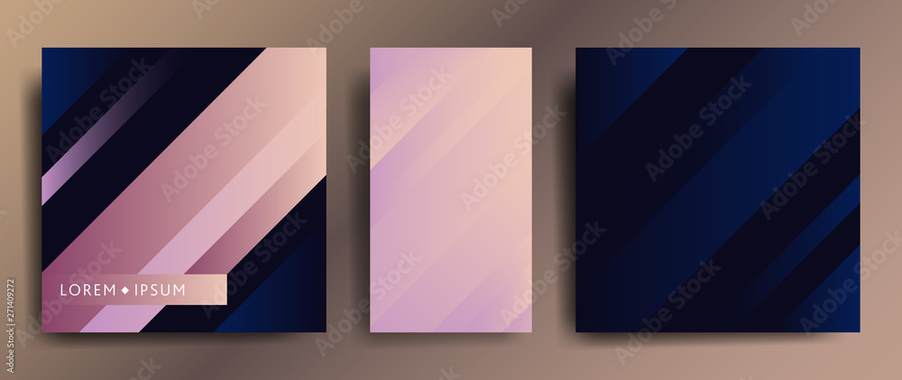 Poster set of three elegant abstract template design with graphic elements.