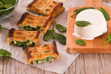 Pie with spinach and ricotta cheese.