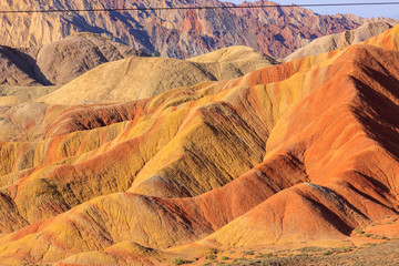 Striped rainbow mountains in Asia