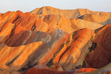 The beautiful rainbow mountains of China during sunset