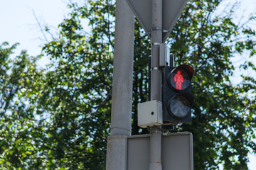 pedestrian traffic light with red light