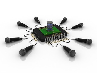 3d rendering database on microchips with microphone