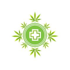Medical marijuana icons pills, Rx bottles and other medicinal cannabis symbols. 