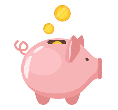 Piggy Bank Flat Vector Illustration