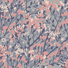 Pastel colors branches silhouette seamless pattern
