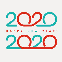 Tape numbers 2020 in text design pattern happy new year