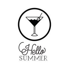 hello summer label with white background