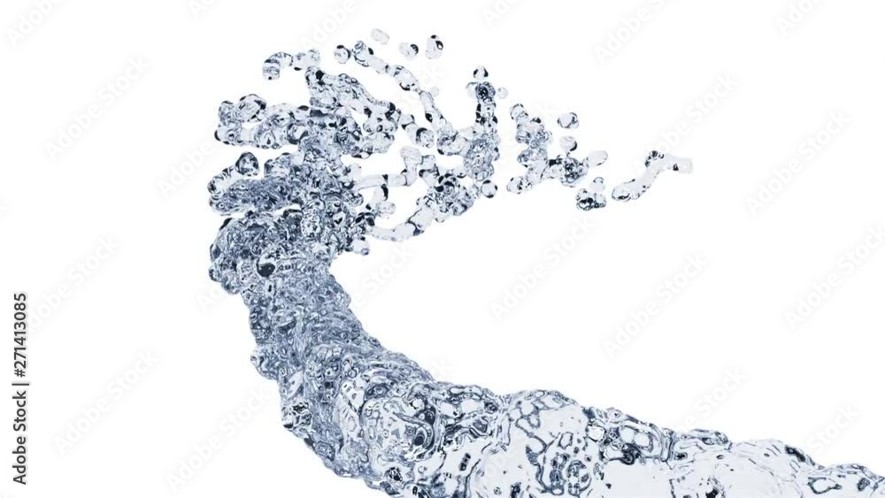 Poster dropping pure and transparent water flow, 3d rendering computer generated background