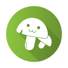 Mushrooms cute kawaii flat design long shadow glyph character