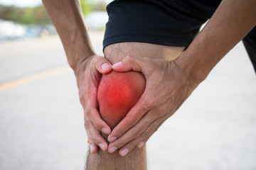 Man Runner Jogging for Exercise on Morning  but Accident Knee pain while running,Sport And Healthy