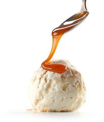 ice cream with caramel sauce