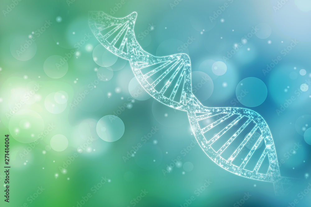 Poster 2d render of dna structure, abstract background