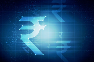 Rupee currency . 2D rendering illustration