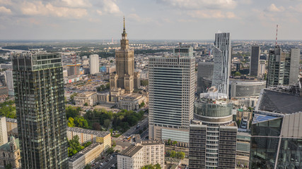 Aerial view of Warsaw downtown