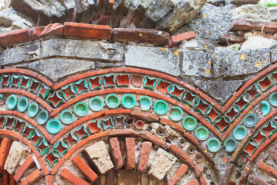 An ornamental decoration of St. Archangels Michail and Gabriel church, XIII centure, old Nessebar, Bulgaria
