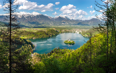 Lake Bled in spring - view from Mala Osojnica