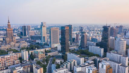 Fototapeta na wymiar Aerial view of Warsaw downtown