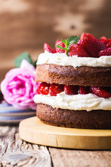 Homemade cake with strawberries
