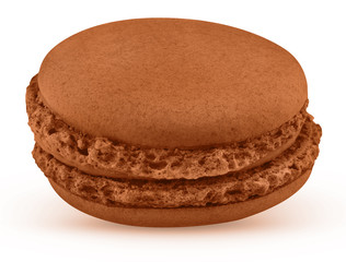 one macaroon cookie isolated on white background