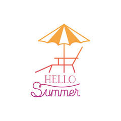 hello summer label with colorful image