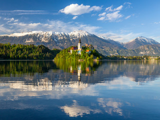 Lake Bled - church on island reflection