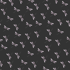 Seamless vintage pattern for gift wrap and fabric design with dragonflies