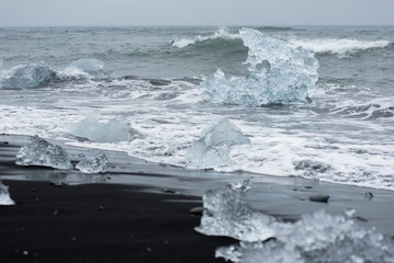 Icebergs on Diamond beach, Jokulsarlon, Iceland