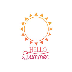 Naklejka premium hello summer label with colorful image
