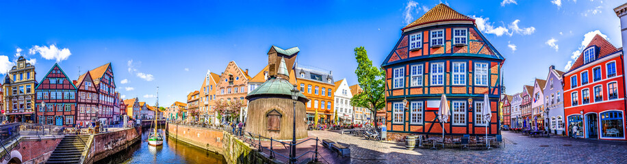 old town of stade in north germany - obrazy, fototapety, plakaty