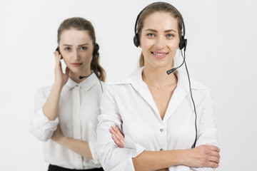 Portrait of call center agents